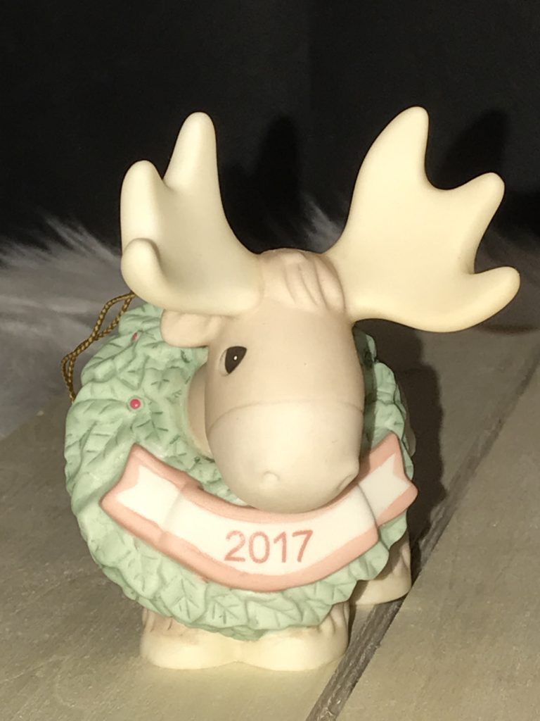 “Merry Christmoose” Dated 2017, Bisque Porcelain Ornament2