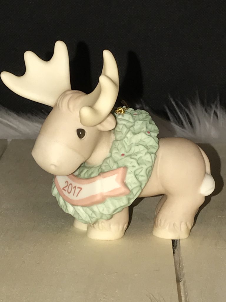 “Merry Christmoose” Dated 2017, Bisque Porcelain Ornament3