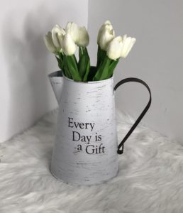 Farmhouse Decor, “Every Day Is A Gift”, Decorative Pitcher Vase, Metal7
