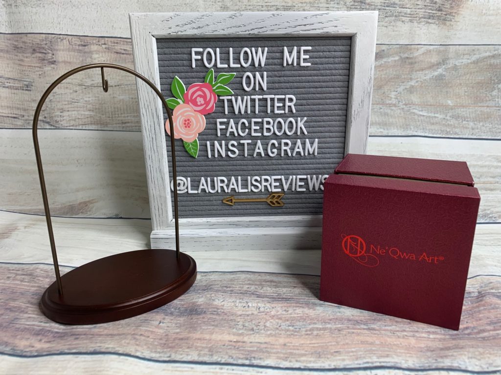 I’ll Be Home For Christmas”, Hand Painted Glass Ornament & Walnut Finish Small Hanging Stand” Metal Stand