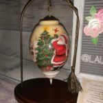 I’ll Be Home For Christmas”, Hand Painted Glass Ornament & Walnut Finish Small Hanging Stand” Metal Stand4